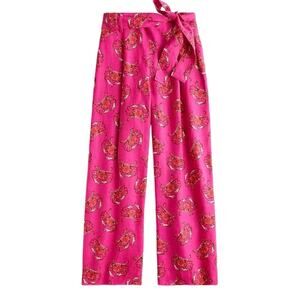 J. Crew Tie-waist linen pant in Ratti® king crab print Size 10